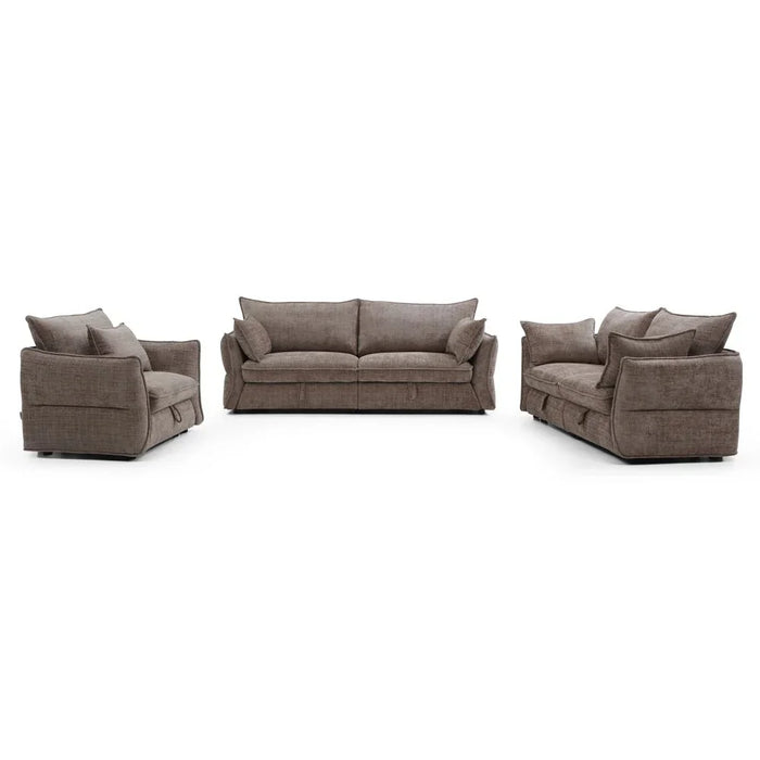 Aulus 1 Seater Fabric Sofa With Storage | Armchair | Modern Design Single Seater Accent Chair | Comfortable Living Room Furniture L106xW88xH90cm - Choco