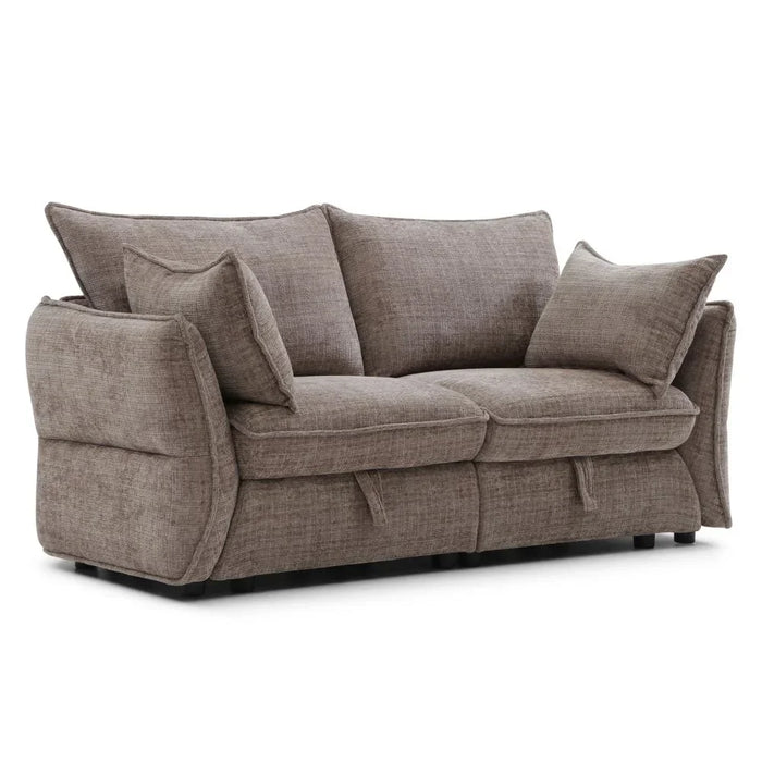 Aulus 2 Seater Fabric Sofa With Storage | Modern Design Two Seat Sofas | Comfortable Living Room Furniture L172xW88xH90cm - Choco