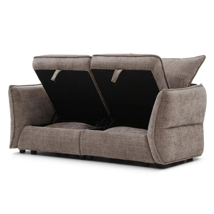Aulus 2 Seater Fabric Sofa With Storage | Modern Design Two Seat Sofas | Comfortable Living Room Furniture L172xW88xH90cm - Choco