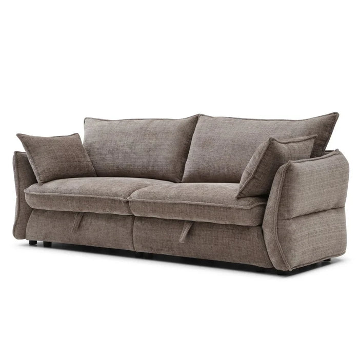 Aulus 3 Seater Fabric Sofa With Storage | Modern Design Three Seat Sofas | Comfortable Living Room Furniture L222xW88xH90cm - Choco