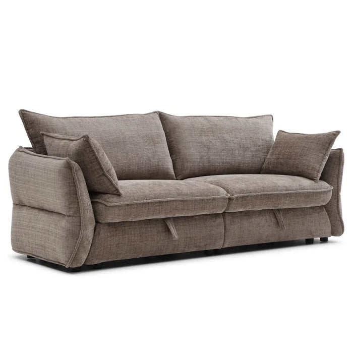 Aulus 3 Seater Fabric Sofa With Storage | Modern Design Three Seat Sofas | Comfortable Living Room Furniture L222xW88xH90cm - Choco
