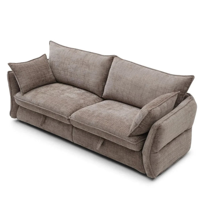 Aulus 3 Seater Fabric Sofa With Storage | Modern Design Three Seat Sofas | Comfortable Living Room Furniture L222xW88xH90cm - Choco