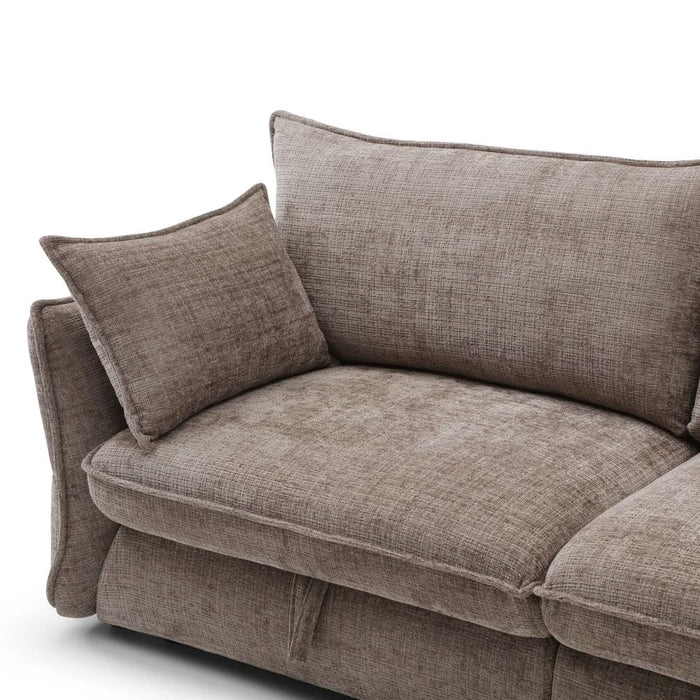 Aulus 3 Seater Fabric Sofa With Storage | Modern Design Three Seat Sofas | Comfortable Living Room Furniture L222xW88xH90cm - Choco