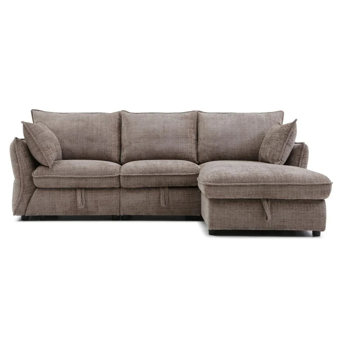 Aulus Fabric Right Corner Sofa With Storage | Modern Design L Shape Corner Sofas | Comfortable Living Room Furniture L236xW157xH90cm - Choco