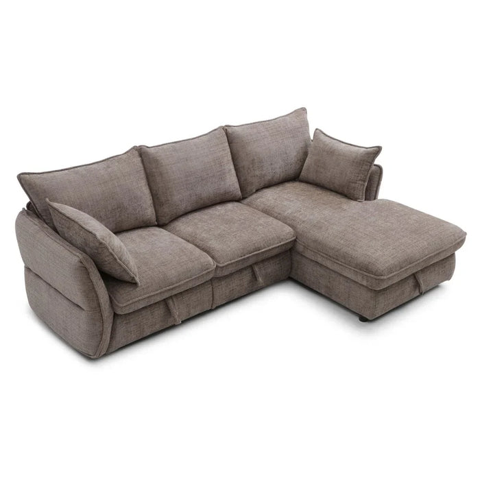 Aulus Fabric Right Corner Sofa With Storage | Modern Design L Shape Corner Sofas | Comfortable Living Room Furniture L236xW157xH90cm - Choco
