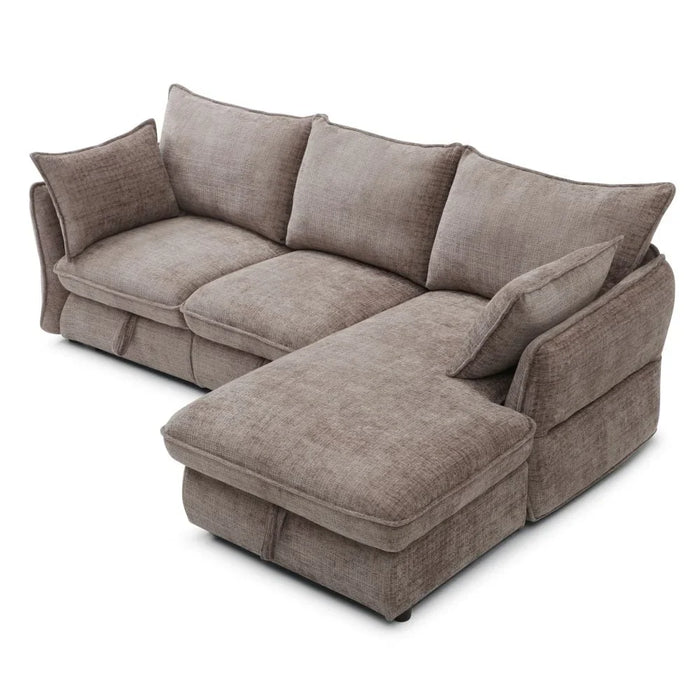 Aulus Fabric Right Corner Sofa With Storage | Modern Design L Shape Corner Sofas | Comfortable Living Room Furniture L236xW157xH90cm - Choco
