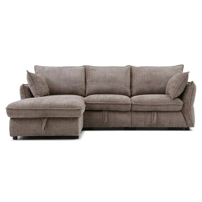 Aulus Fabric Left Corner Sofa With Storage | Modern Design L Shape Corner Sofas | Comfortable Living Room Furniture L236xW157xH90cm - Choco