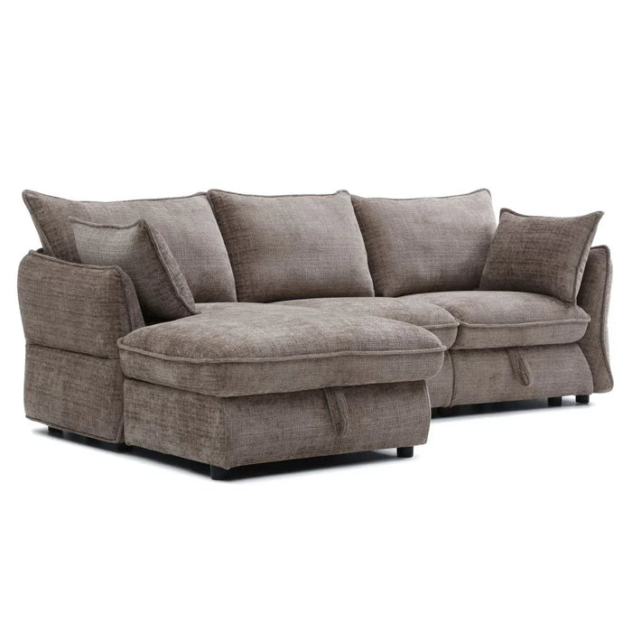 Aulus Fabric Left Corner Sofa With Storage | Modern Design L Shape Corner Sofas | Comfortable Living Room Furniture L236xW157xH90cm - Choco