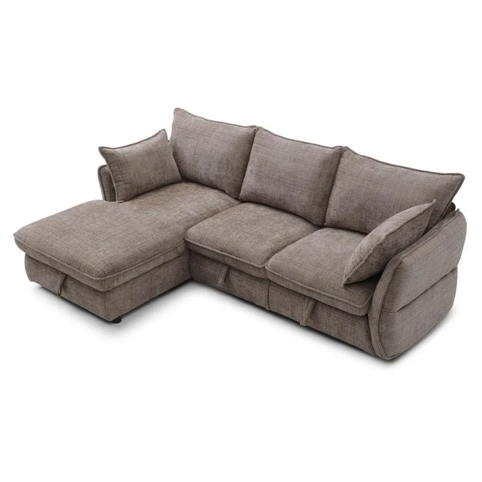 Aulus Fabric Left Corner Sofa With Storage | Modern Design L Shape Corner Sofas | Comfortable Living Room Furniture L236xW157xH90cm - Choco