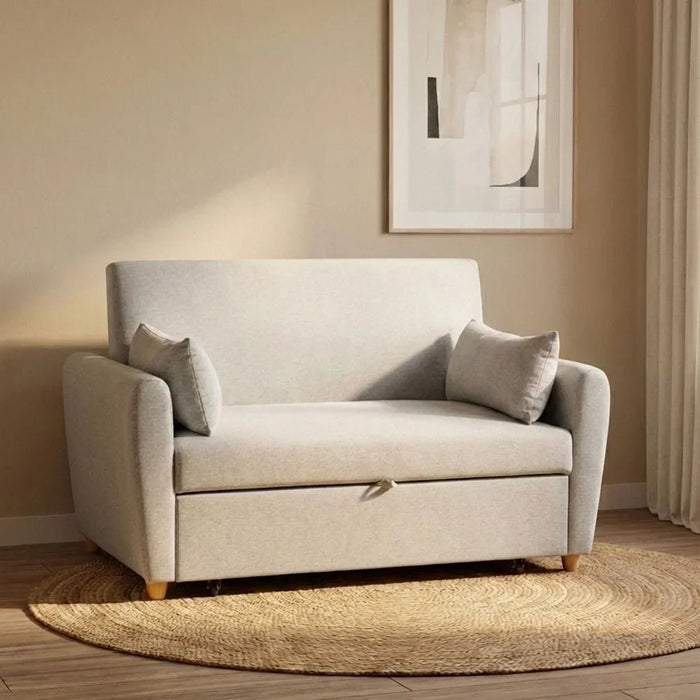 Alpha 2-Seater Fabric Sofabed Grey 140x87.5x86cm