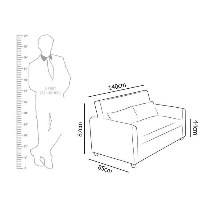 Alpha 2-Seater Fabric Sofabed Grey 140x87.5x86cm