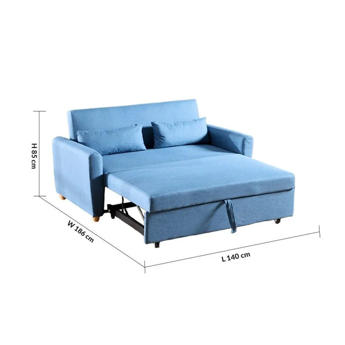 Alpha 2-Seater Fabric Sofabed Ocean Blue 140x87.5x86cm