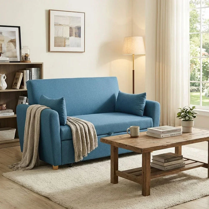 Alpha 2-Seater Fabric Sofabed Ocean Blue 140x87.5x86cm