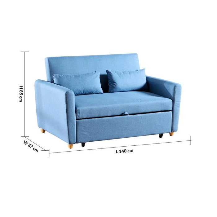Alpha 2-Seater Fabric Sofabed Ocean Blue 140x87.5x86cm