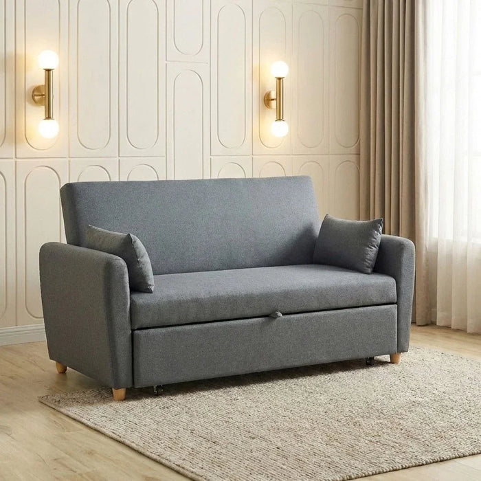 Alpha 2-Seater Fabric Sofa Bed Dark Grey 140x87.5x86cm
