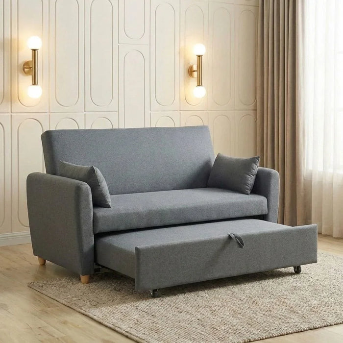 Alpha 2-Seater Fabric Sofa Bed Dark Grey 140x87.5x86cm