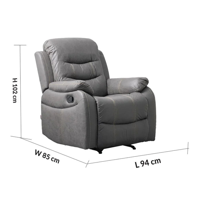 Adric Recliner Faux Leather Sofa Accent Relaxing Chair Metal Leg Single Seater Modern Design Living Room Furniture Dark Grey