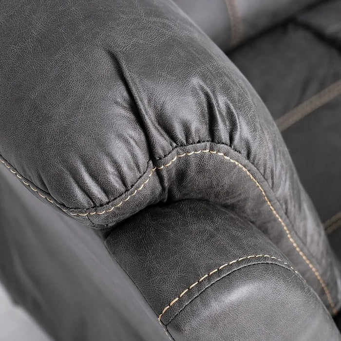 Adric Recliner Faux Leather Sofa Accent Relaxing Chair Metal Leg Single Seater Modern Design Living Room Furniture Dark Grey
