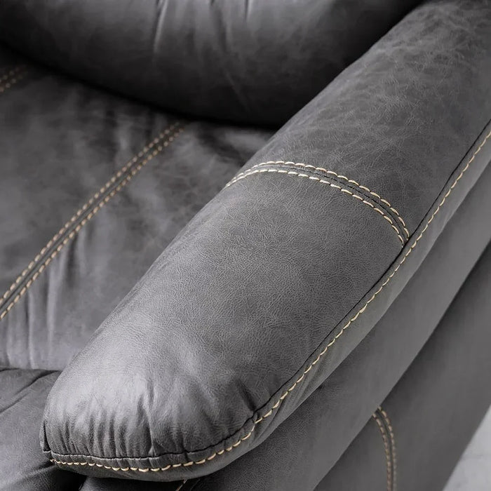 Adric Recliner Faux Leather Sofa Accent Relaxing Chair Metal Leg Single Seater Modern Design Living Room Furniture Dark Grey