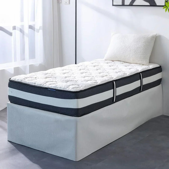 Luxuria Bonnell Spring Foam Mattress | Medium Soft Feel | Single Bed Mattress | Spine Balance For Pressure Relief | 120x200 cm | Thickness 26cm-White