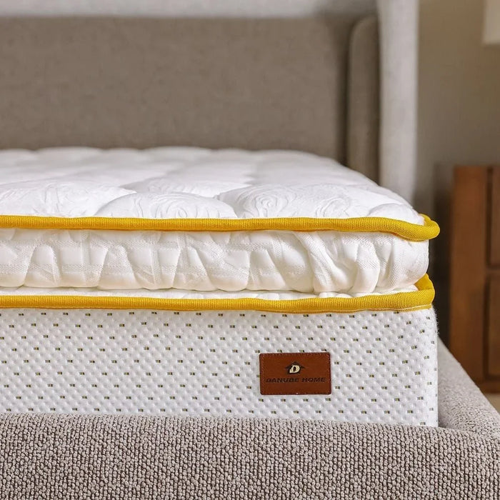 Latex Pillow Top Pocket Spring Mattress | Medium Firm Feel | Queen Bed Mattress | Spine Balance For Pressure Relief | 160x200 cm | Thickness 30cm-White