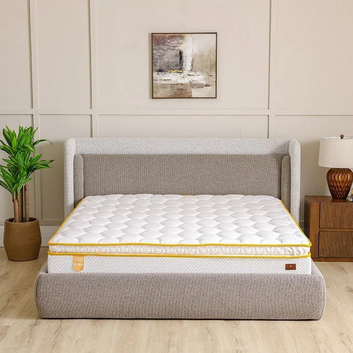 Latex Pillow Top Pocket Spring Mattress | Medium Firm Feel | King Bed Mattress | Spine Balance For Pressure Relief | 180x200 cm | Thickness 30cm-White