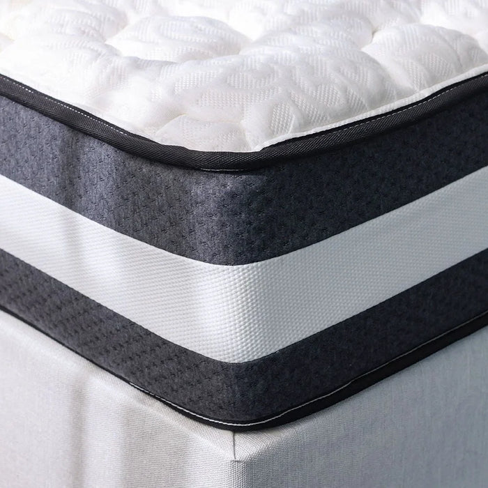 Luxuria Bonnell Spring Foam Mattress | Medium Soft Feel | Single Bed Mattress | Spine Balance For Pressure Relief | 90x190 cm | Thickness 26cm-White