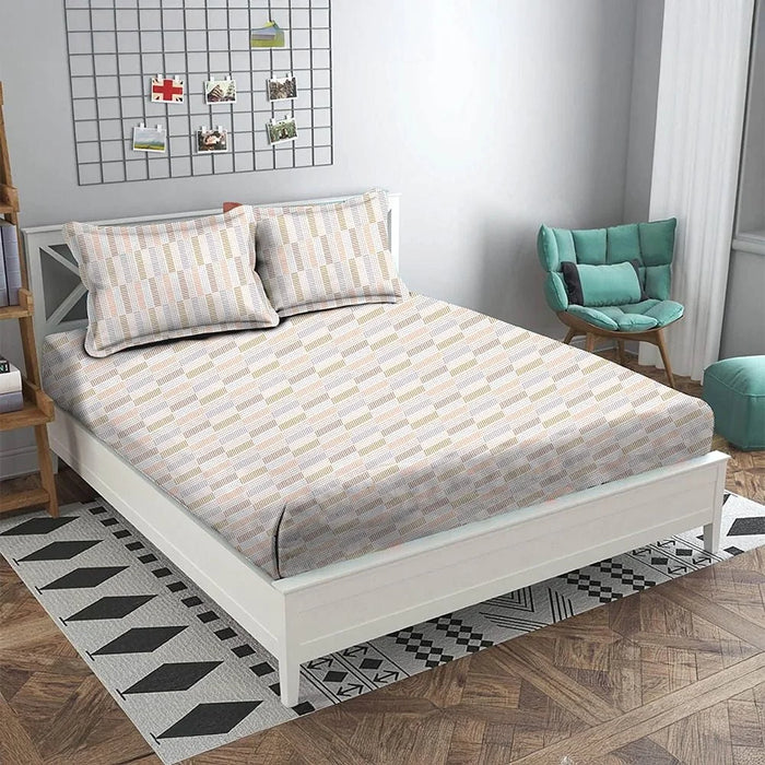 Danube Home Albany King Bed Fitted Sheet Set 180x200+30 cm/50x75+15 cm Rattan Beige | 80 Cotton; 20 Lyocell Bedding Set For Bedroom