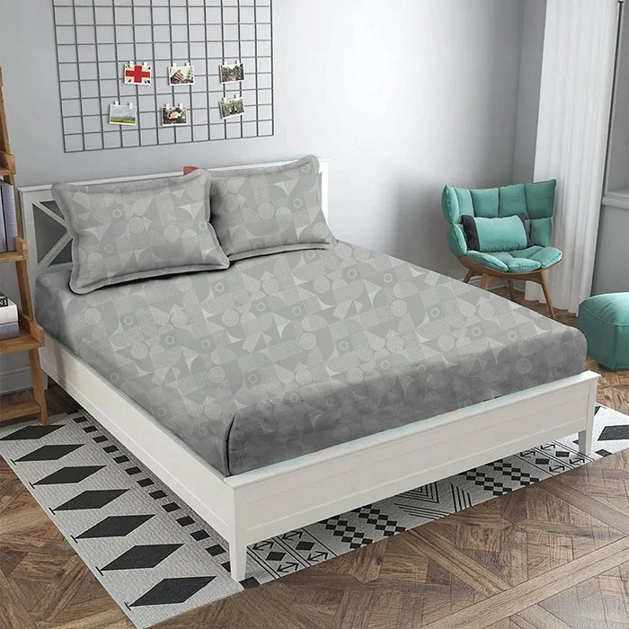 Danube Home Albany King Bed Fitted Sheet Set 180x200+30 cm/50x75+15 cm Grooves Grey | 80 Cotton; 20 Lyocell Bedding Set For Bedroom