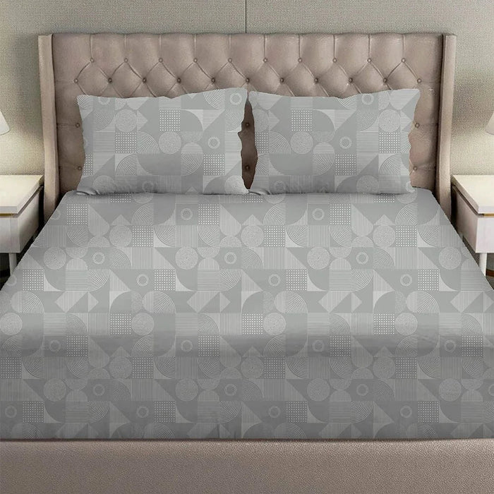 Danube Home Albany King Bed Fitted Sheet Set 180x200+30 cm/50x75+15 cm Grooves Grey | 80 Cotton; 20 Lyocell Bedding Set For Bedroom