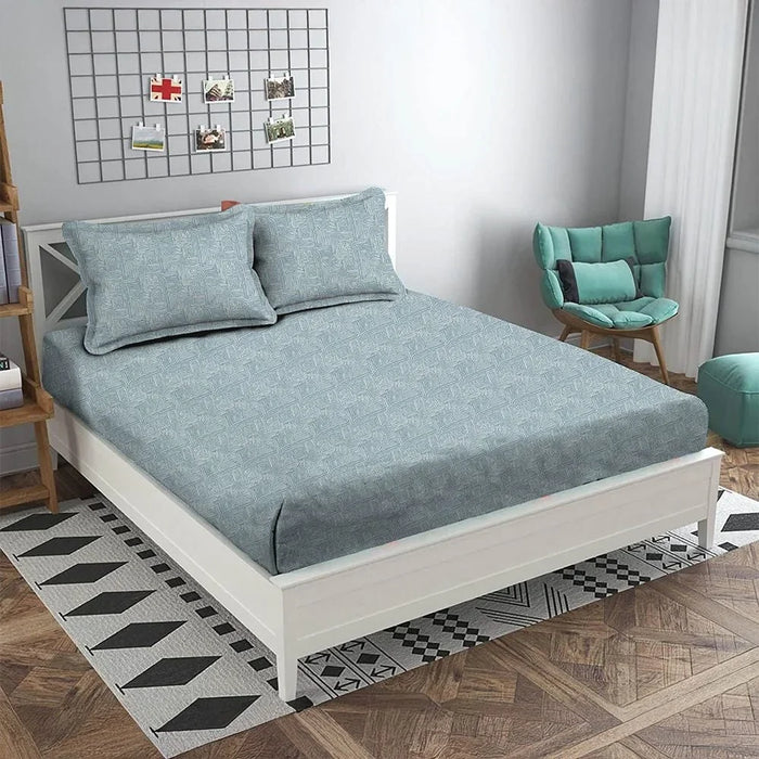 Danube Home Albany King Bed Fitted Sheet Set 180x200+30 cm/50x75+15 cm Merritt Blue | 80 Cotton; 20 Lyocell Bedding Set For Bedroom