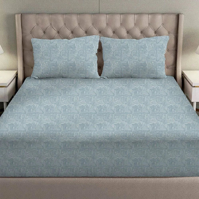 Danube Home Albany King Bed Fitted Sheet Set 180x200+30 cm/50x75+15 cm Merritt Blue | 80 Cotton; 20 Lyocell Bedding Set For Bedroom