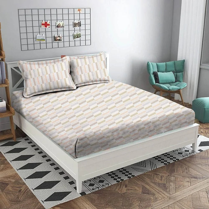 Danube Home Albany Super King Bed Fitted Sheet Set 200x200+30 cm/50x75+15 cm Rattan Beige | 80 Cotton; 20 Lyocell Bedding Set For Bedroom