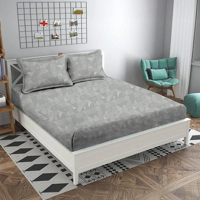 Danube Home Albany Super King Bed Fitted Sheet Set 200x200+30 cm/50x75+15 cm Grooves Grey | 80 Cotton; 20 Lyocell Bedding Set For Bedroom