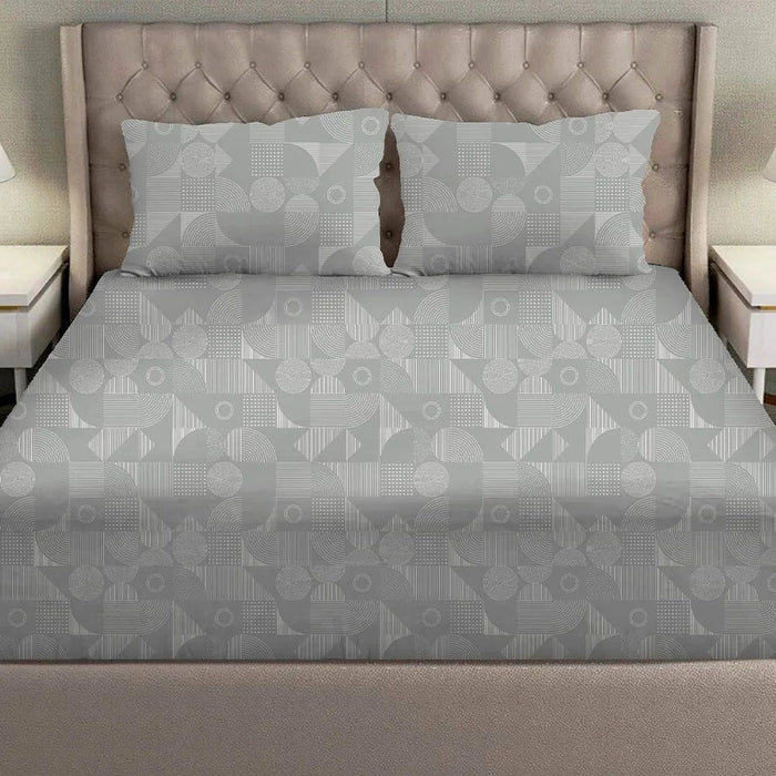 Danube Home Albany Super King Bed Fitted Sheet Set 200x200+30 cm/50x75+15 cm Grooves Grey | 80 Cotton; 20 Lyocell Bedding Set For Bedroom