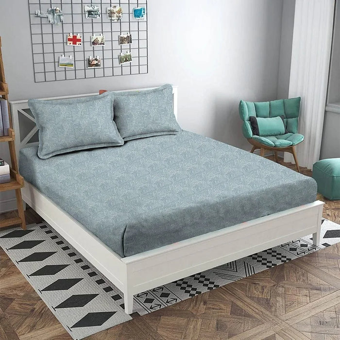Danube Home Albany Super King Bed Fitted Sheet Set 200x200+30 cm/50x75+15 cm Merritt Blue | 80 Cotton; 20 Lyocell Bedding Set For Bedroom