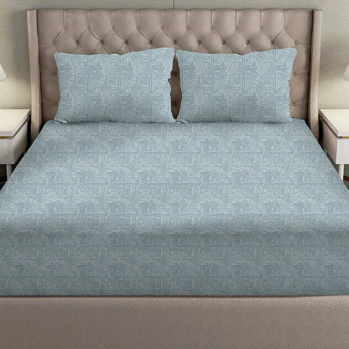 Danube Home Albany Super King Bed Fitted Sheet Set 200x200+30 cm/50x75+15 cm Merritt Blue | 80 Cotton; 20 Lyocell Bedding Set For Bedroom