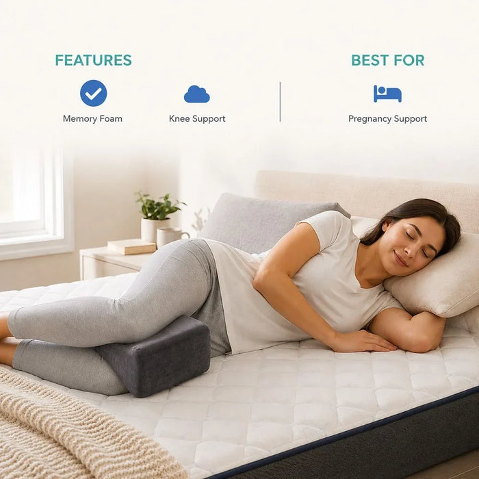 Knee Support Memory Foam Pillow, Navy, 20 x 25 x 12 cm, For Sleep Support