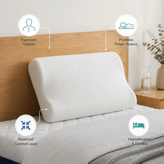 Wave Medium Firm Memory Foam Pillow for Sleep Support