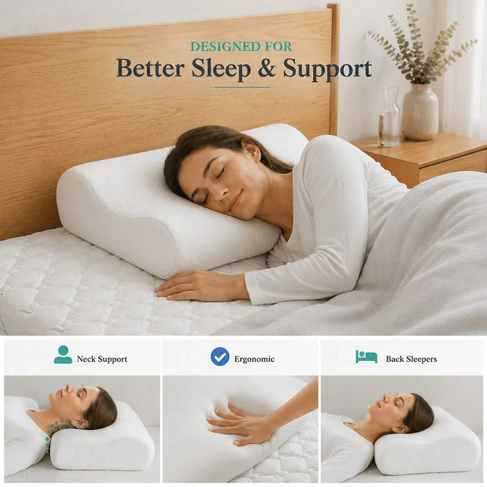 Wave Medium Firm Memory Foam Pillow for Sleep Support
