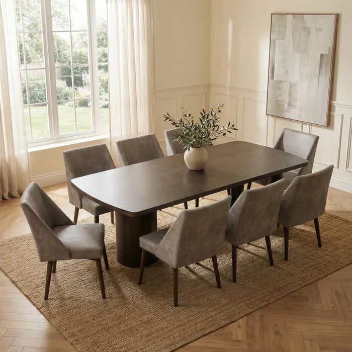 Benvinda 1+8 Wooden Dining Set - 8-Seater Dining-Room Furniture in Walnut/Brown - Engineered Solid Wood Table with 8 Chairs - Stylish Multi Color Design - Perfect for Family Gatherings - 2 Year Warranty - Made in Malaysia