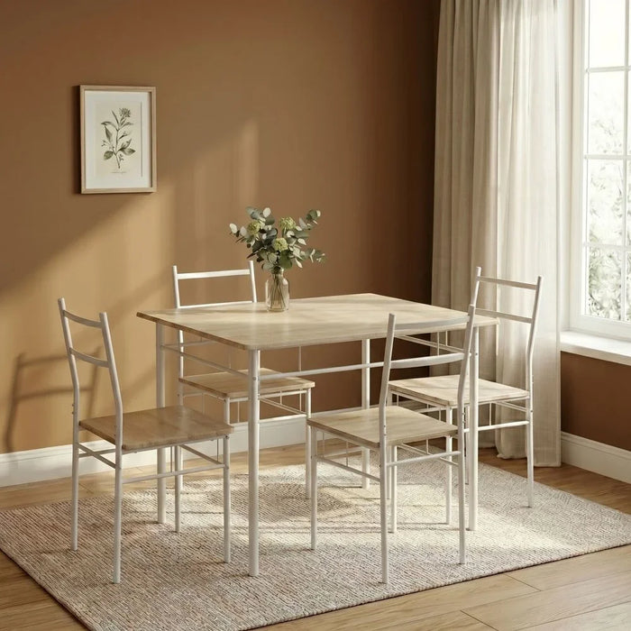 Viola 1 + 4 Dining Set | 5-Piece Comfortable Dining Set | Kitchen Dining Table With 4 Dining Chairs | Modern Design Furniture For Dining Room - Light Oak
