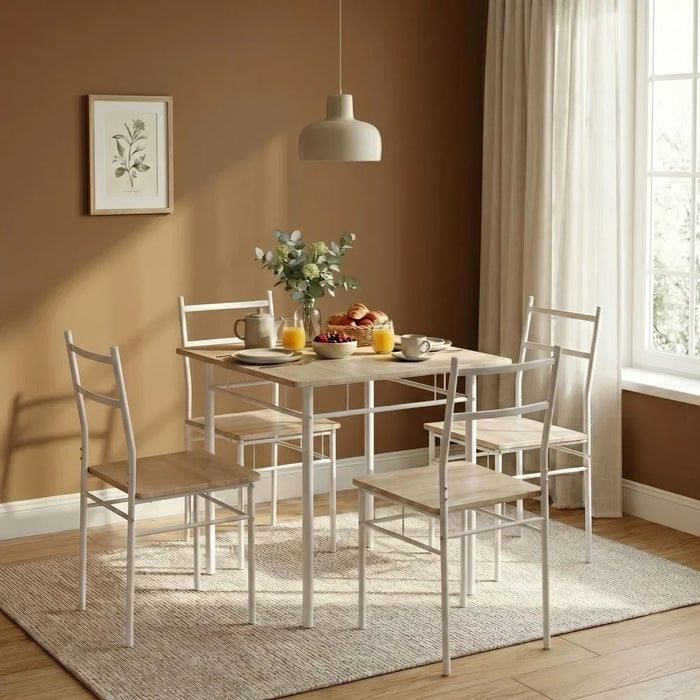 Viola 1 + 4 Dining Set | 5-Piece Comfortable Dining Set | Kitchen Dining Table With 4 Dining Chairs | Modern Design Furniture For Dining Room - Light Oak