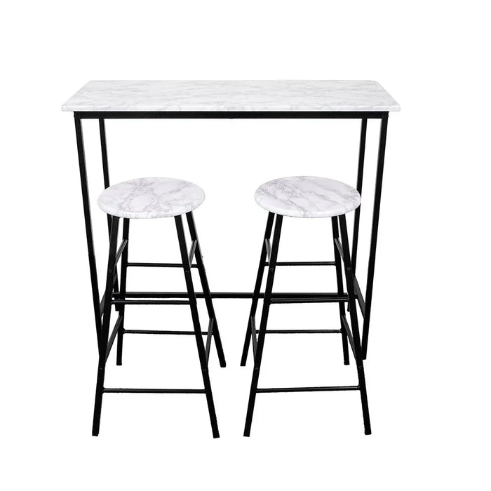 Paloz 1+2 High Table Set - Modern White/Black Dining Room Furniture, 2-Seater Dining Set with Engineered Wood & Metal, Ideal for Small Spaces