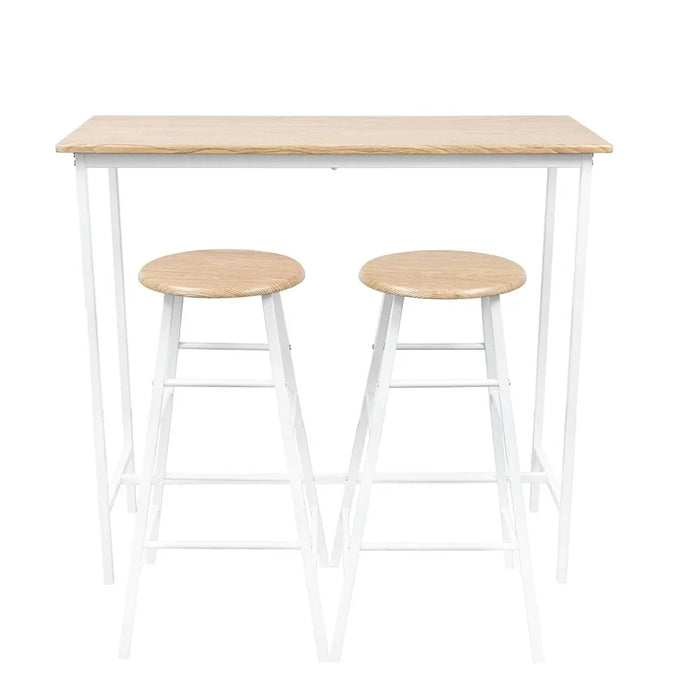 Paloz 1+2 High Dining Table Set - Stylish Sonoma Oak/White Finish, Ideal for Small Spaces, Engineered Wood & Metal, 2-Seater Dining Room Furniture
