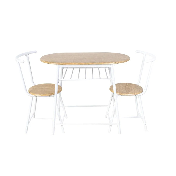 Alyaz 1+2 Dining Set - Stylish Sonoma Oak/White Dining Room Furniture, 2-Seater Table & Chairs, Engineered Wood with Metal Legs, Ideal for Small Spaces