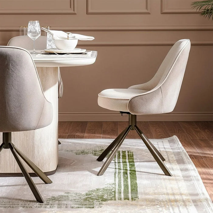 Oru 1+8 Tempered Glass Dining Set - Cream/Beige, 8-Seater Dining Room Furniture, Engineered Wood & Metal, Stylish Dining Table with 8 Chairs
