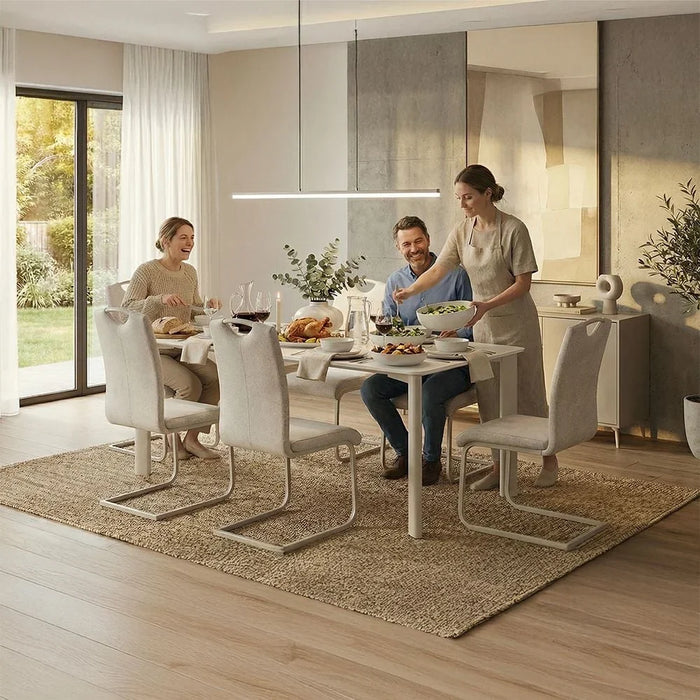 Garnet 1+6 Dining Set 7-Piece Comfortable Dining Set | Kitchen Dining Table With 6 Dining Chairs | Modern Design Furniture For Dining Room - Natural Oak/Brown