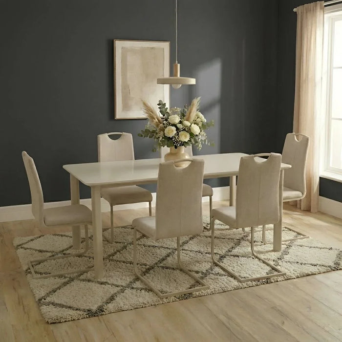 Garnet 1+6 Dining Set 7-Piece Comfortable Dining Set | Kitchen Dining Table With 6 Dining Chairs | Modern Design Furniture For Dining Room - Natural Oak/Brown