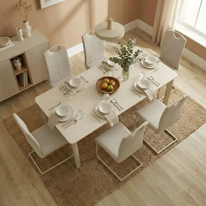 Garnet 1+6 Dining Set 7-Piece Comfortable Dining Set | Kitchen Dining Table With 6 Dining Chairs | Modern Design Furniture For Dining Room - Natural Oak/Brown